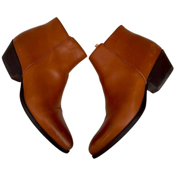 Thursday Boot Co. Cognac Leather Ankle Boots Women’s 7 Made in Portugal Low Heel - Picture 1 of 9